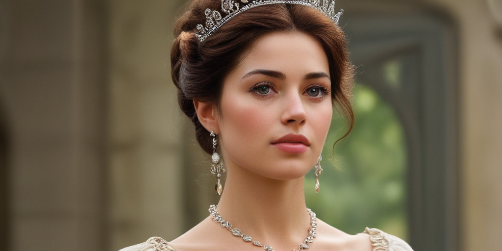 Elegant Princess Adorned in a Crown and Sparkling Jewelry