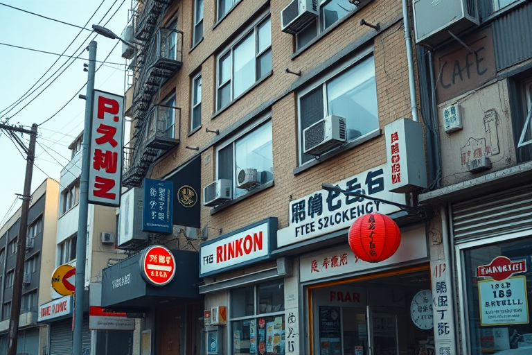 Create a retro pixel art image of a detailed urban building with signs and decorations, using a Canon EOS-1D X Mark III, 50mm lens, f/1.4 aperture, ISO 100, shot from a low angle, with soft natural lighting to enhance colors and contrast.