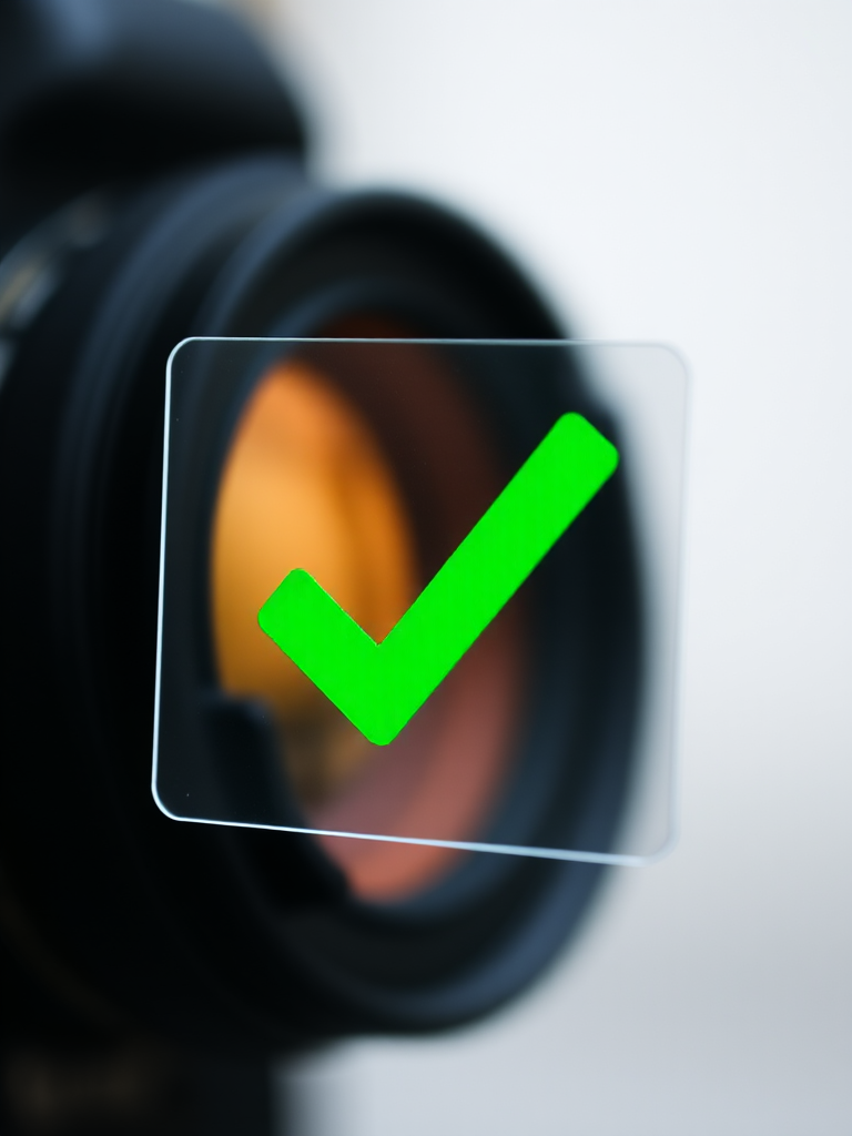 Generate a high-resolution image of a green check mark on a transparent background, captured with a DSLR camera, using a 50mm lens at f/2.8, ISO 100, and a soft-focus bokeh effect.