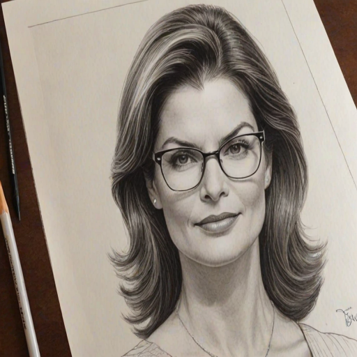 Magnificent Sela Ward, pencil sketch, portrait of Stunning woman 1980s in glasses, hair style beatnik, outline, clear lines, fine lines, 8k