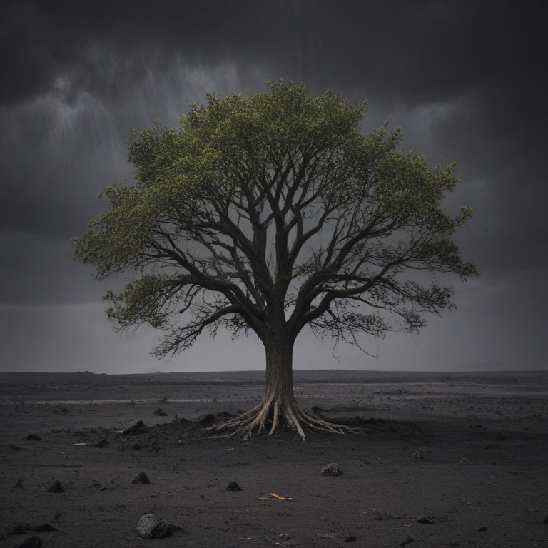 Tree Crying one tree crying on a dark planet