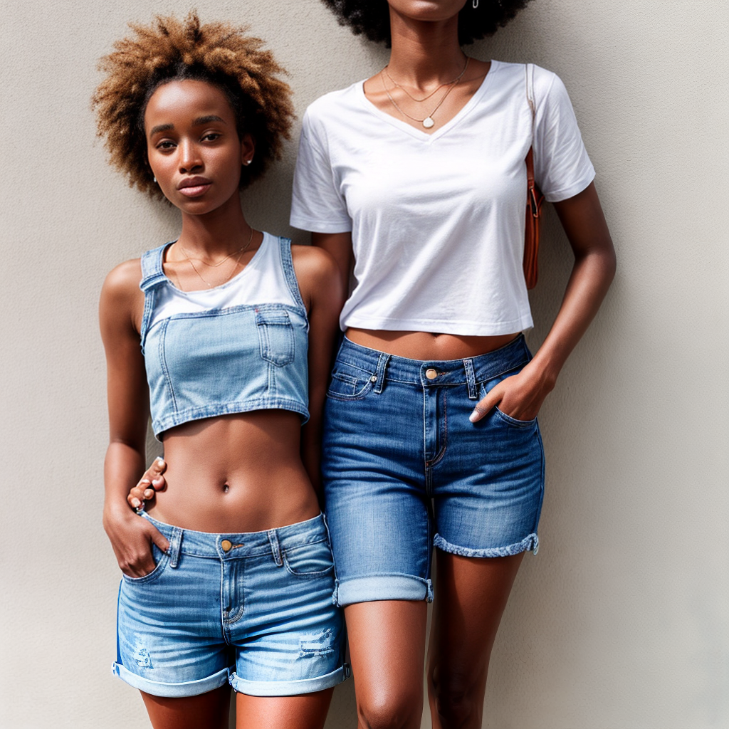 Solmalin somalian female in short bluejeansshorts and white t-shirt