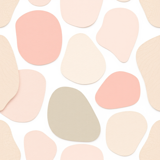 Create a seamless pattern of abstract organic shapes in soft pastel colors including muted pinks, grays, and greens on a white background, captured with a DSLR camera at f/8 aperture, 1/125 shutter speed, and ISO 100, using a top-down perspective and natural light to enhance clarity and vibrancy.