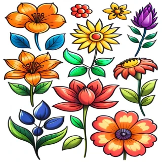 color drawings of flowers