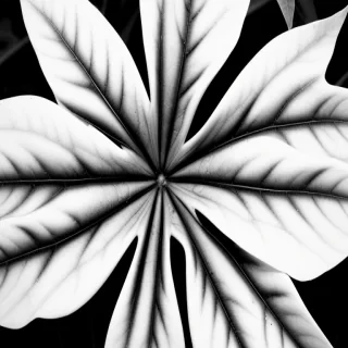 black and white leaf