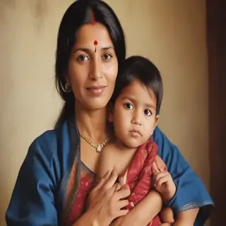 mom and son indian