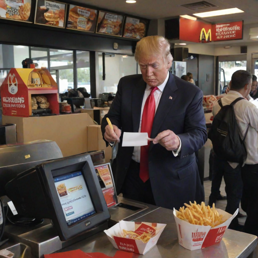 donald trump working at mcdonalds drive thru