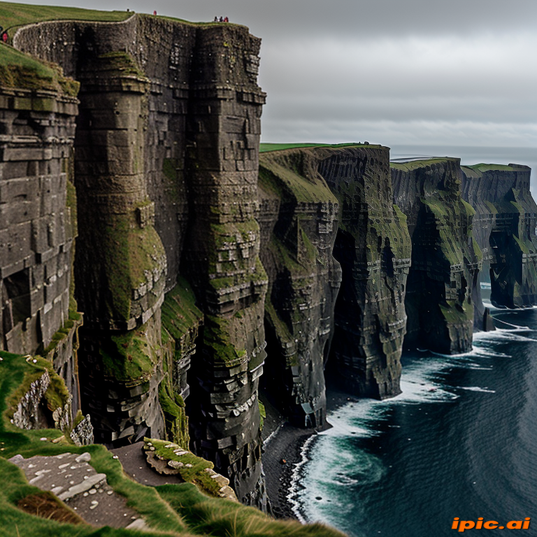 Majestic Cliffs Overlooking the Ocean Under a Dramatic Cloudy Sky
