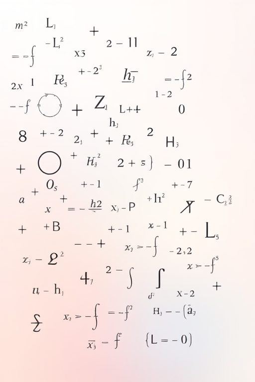 Create an abstract composition featuring various mathematical symbols and equations overlaid on a soft gradient background, captured with a DSLR camera at f/2.8 aperture, 50mm lens, ISO 100, in natural lighting, with a slight vignette effect for depth.