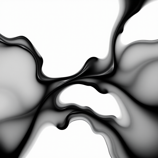 create an abstract black shape on a white background with intricate details and smooth gradients, using a DSLR camera with a 50mm lens at f/1.8, ISO 100, and a shallow depth of field for enhanced focus and clarity, shot from a top-down angle in natural light.