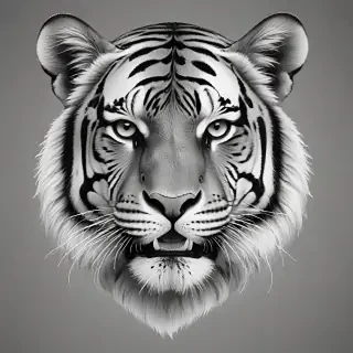 tiger clipart black and white