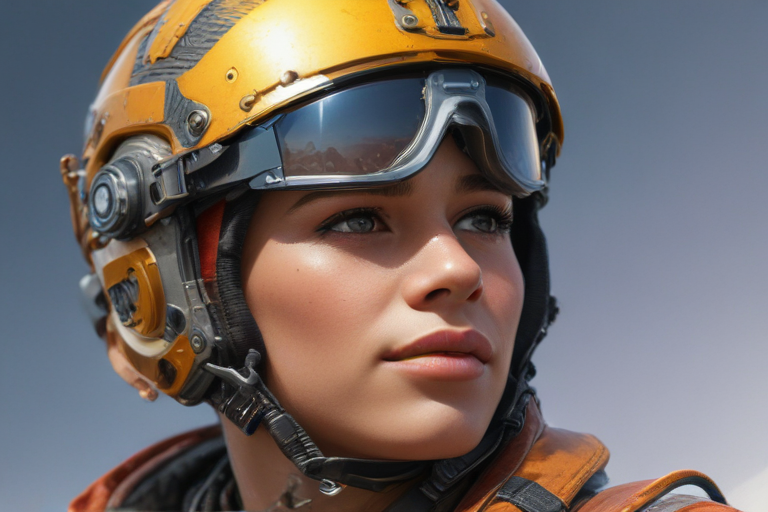 A Close-Up Portrait of a Female Pilot in a Futuristic Helmet