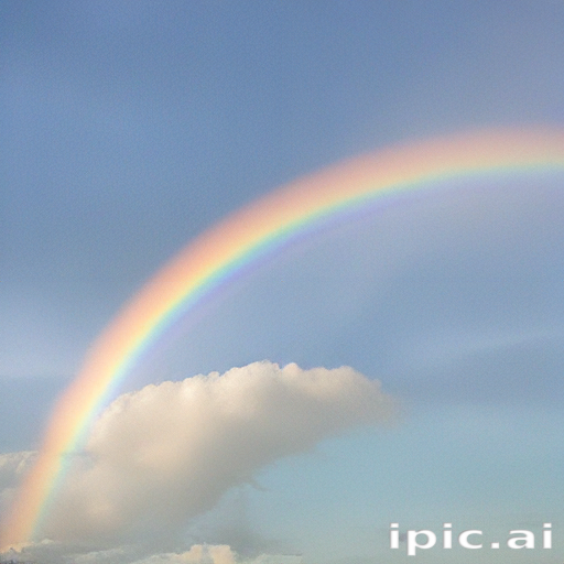 Vibrant Rainbow Arching Across a Clear Sky with Fluffy White Clouds