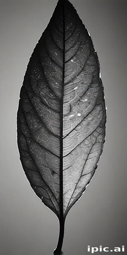 leaf in black and white