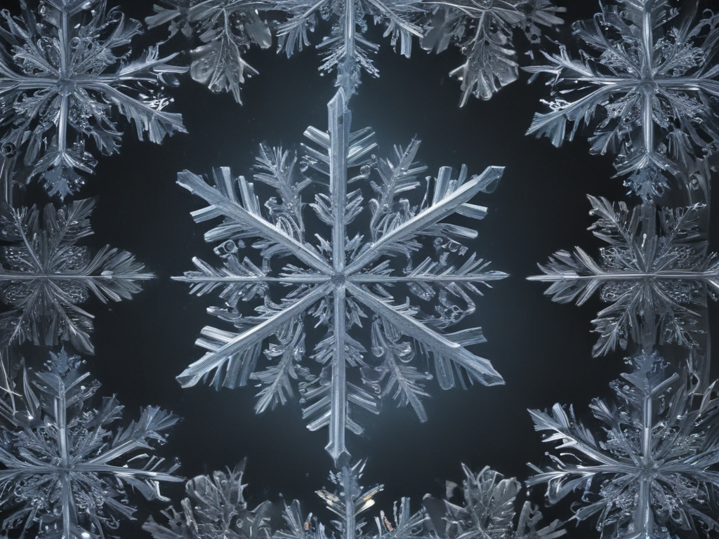 Intricate Patterns of Frozen Snowflakes Illuminated Against a Dark ...