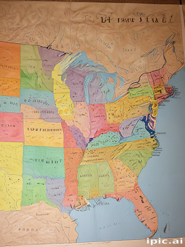 Colorful Historical Map of the Southeastern United States with Detailed ...