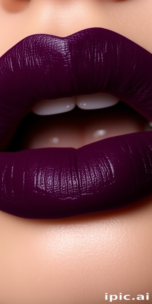 Sultry Velvet Plum presents deep purple lips with a matte texture, exuding sophistication and mystery for elegant soirees and red carpet moments.