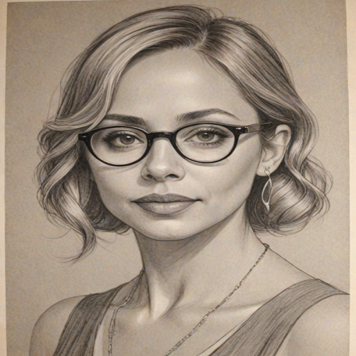 Superb Tara Strong, pencil sketch, portrait of Appealing woman 1925s in glasses, hair style beatnik, outline, clear lines, fine lines, 8k