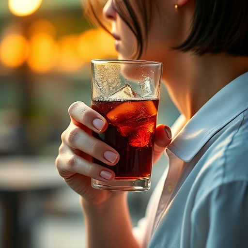 detailed edges, detailed image, perfection style, A detailed and A perfect photo of a side view of a person drinking a glass of soda outdoors, hand focus, cinematic hand, best hand, better hand, awesome hand, different hand, 1girl, solo, shirt, black hair, holding, white shirt, upper body, blurry, cup, depth of field, blurry background, holding cup, close-up, lens flare, drinking glass, realistic, drink, drinking, bokeh, perfection, different color, perfect color, realistic, realism, detailed background, perfect background, different background, alcohol, perfect style, perfection style, detailed style, short hair, male focus, from side, fingernails, head out of frame