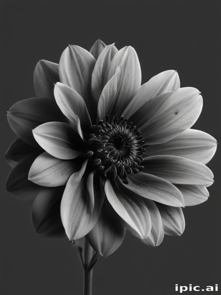 black and white flower png