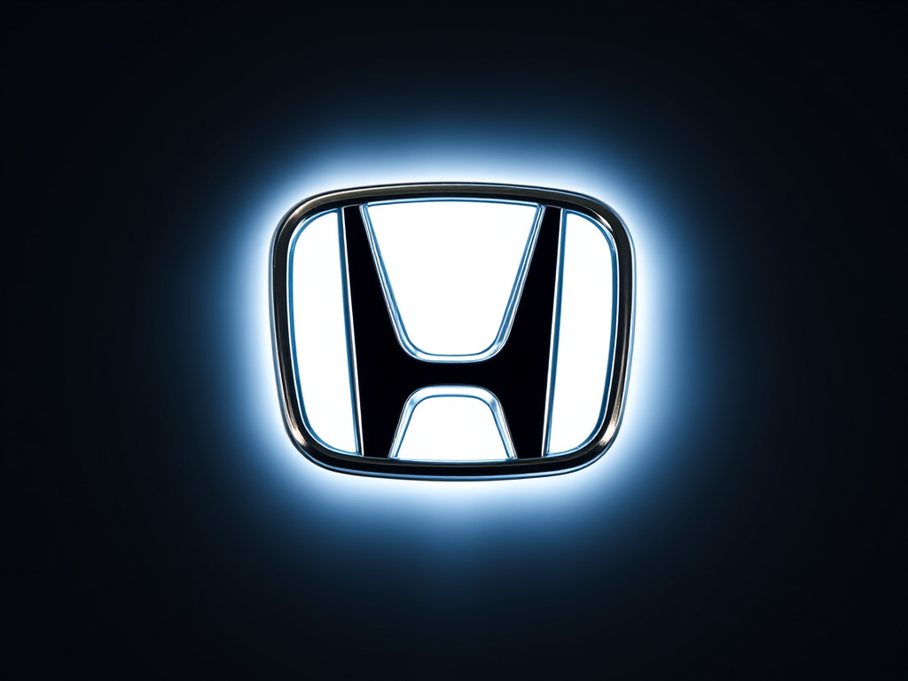 Create a high-quality image of the Honda logo on a transparent background, using a DSLR camera with a 50mm lens, ISO 100, aperture f/1.8, and a soft focus for a sleek look.