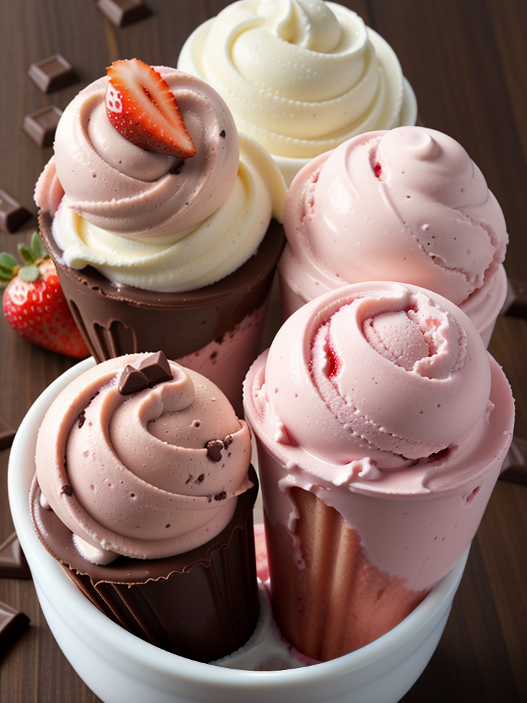 chocolate vanilla and strawberry ice cream