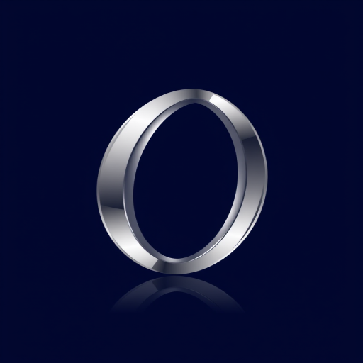 create a sleek and modern logo featuring two intertwined metallic silver curved shapes on a dark blue background with a subtle reflection effect