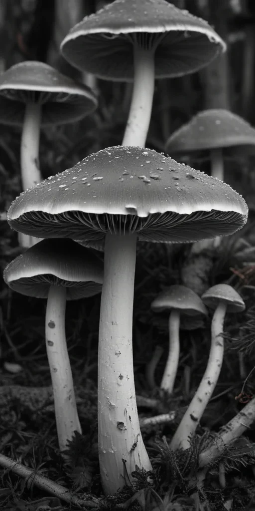 mushroom black and white