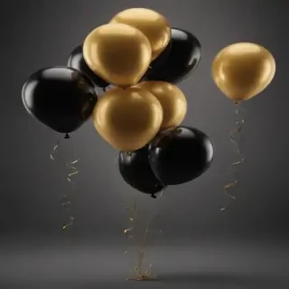 black and gold balloons png
