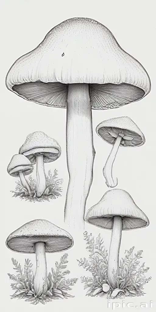 mushroom line art