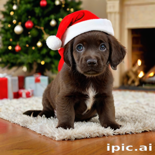 Adorable Puppy Wearing Santa Hat Surrounded by Holiday Cheer and ...