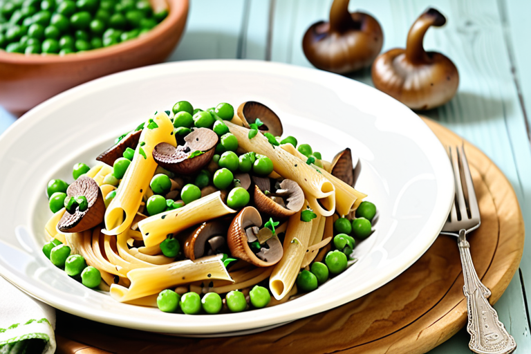 pasta with mushrooms and peas