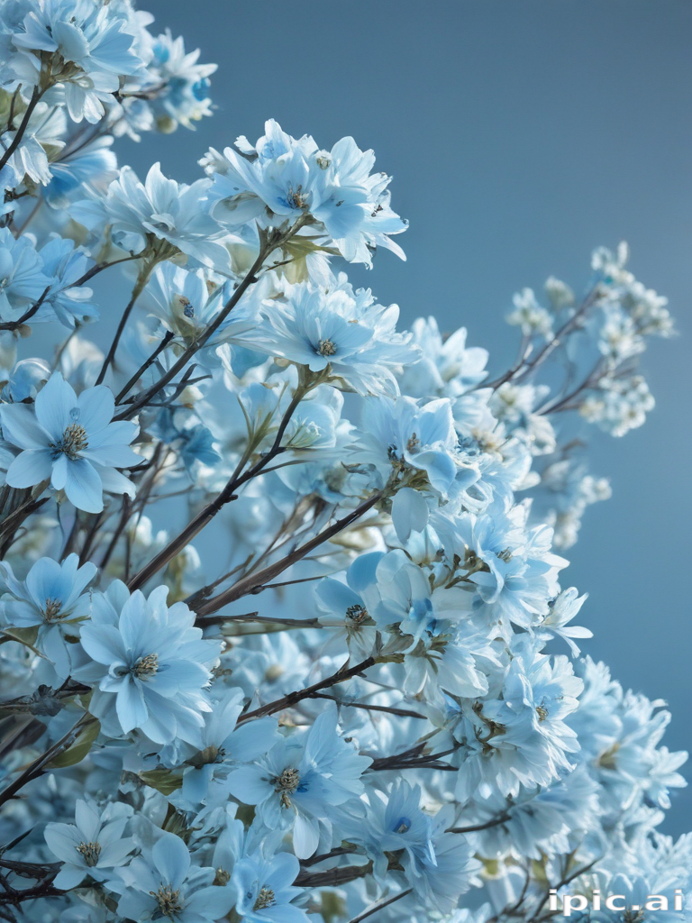 Delicate Blue Flowers Blooming Against a Soft, Serene Background