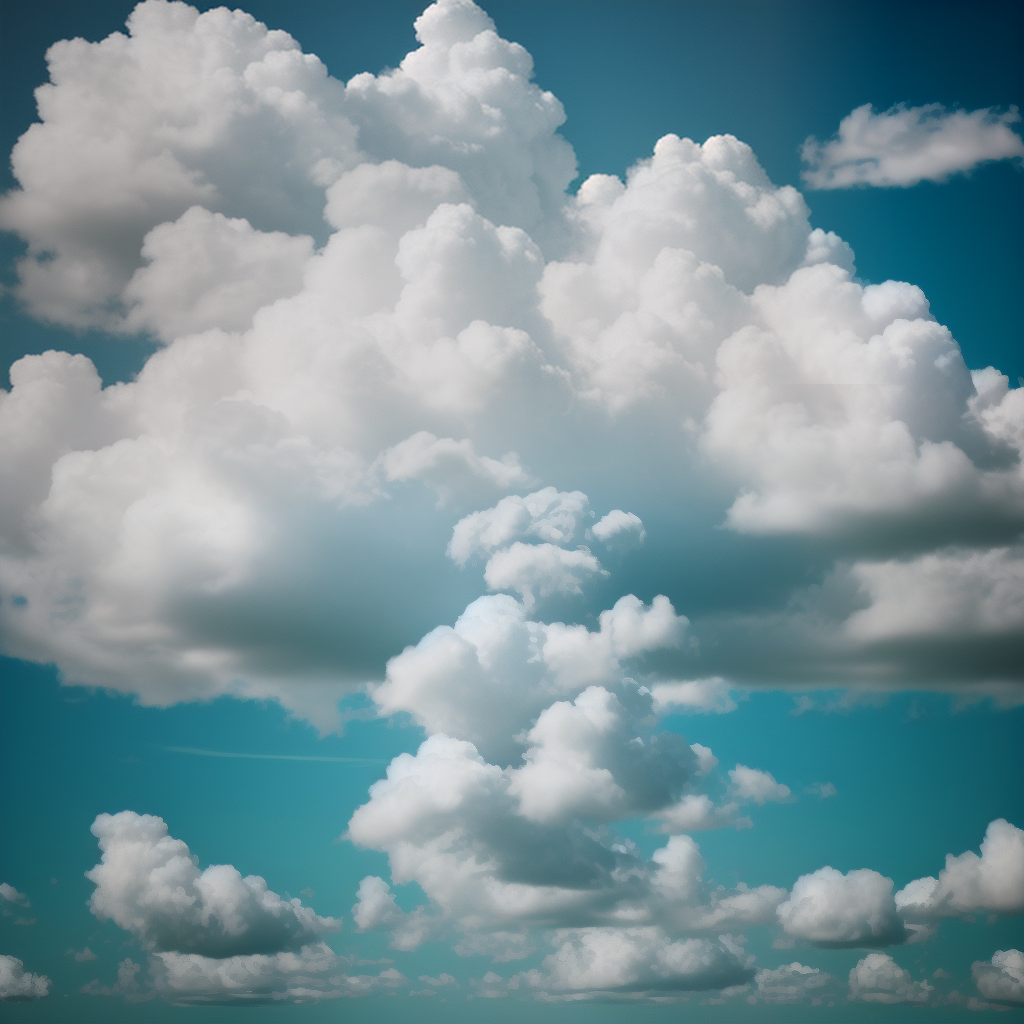 A Majestic Display of Fluffy White Clouds Against a Bright Blue Sky