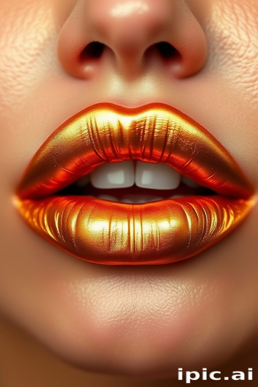 Metallic bronze lip cream titled "Golden Hour," delivering intense pigmentation and a foil-like finish for a bold statement