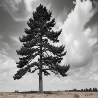 black and white pine tree clipart