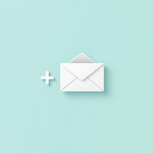 create a simplistic illustration of an envelope with a plus sign beside it, using a gradient background of light blue and green, captured with a DSLR camera at f/8 aperture, 1/100 shutter speed, and ISO 100, using a wide-angle lens for a clean, modern aesthetic.