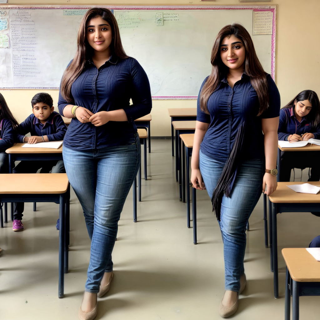 Free Ai Image Generator - High Quality and 100% Unique Images -  —  Hijabi Chubby Curvaceous Pakistani Women "Sonali Khan Mujra" on  computer online learning in a digital environment FITTED leggings