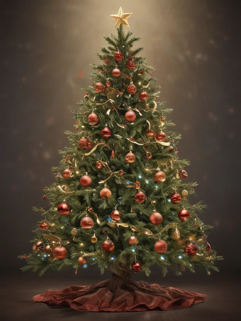 A Beautifully Decorated Christmas Tree Illuminated With Warm Festive Lights
