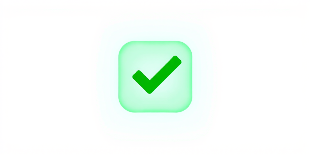 Create a high-resolution image of a green checkmark icon on a white background, using a DSLR camera with a 50mm lens at f/2.8, ISO 100, a shallow depth of field, and soft diffused lighting.