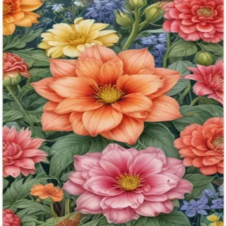 drawings of flowers in color