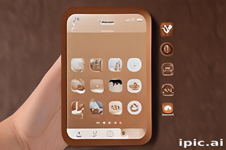 Warm Interface Stylish Smartphone Interface Featuring Unique App Icons in Warm Earth ...