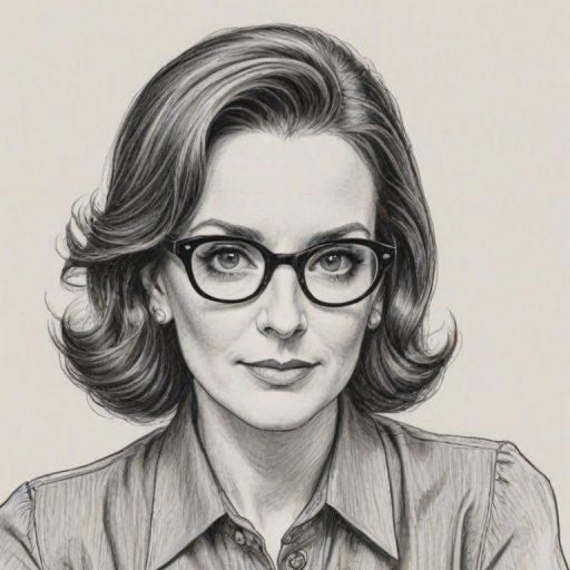 Bewitching Tina Fey, pencil sketch, portrait of Elegant woman 1940s in glasses, hair style beatnik, outline, clear lines, fine lines, 8k