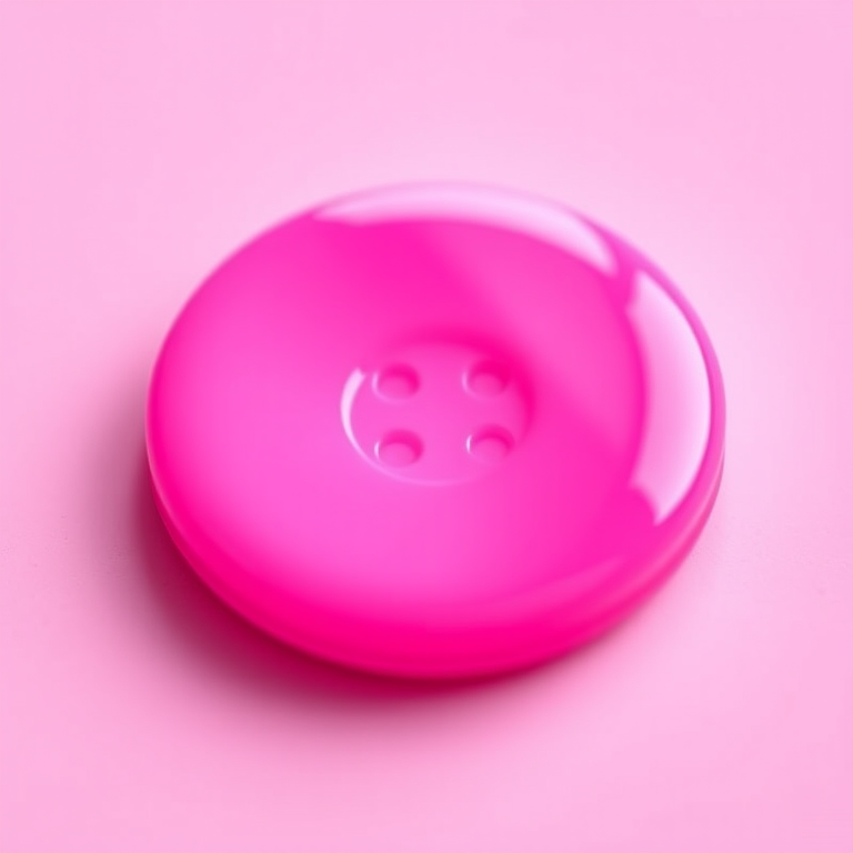 Create a vibrant pink glossy button with a smooth gradient finish, captured using a DSLR camera with a 50mm f/1.8 lens, at ISO 100, aperture set to f/2.8, in a soft diffused lighting setup, with a slight bokeh effect in the background for added depth.