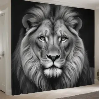 lion black and white