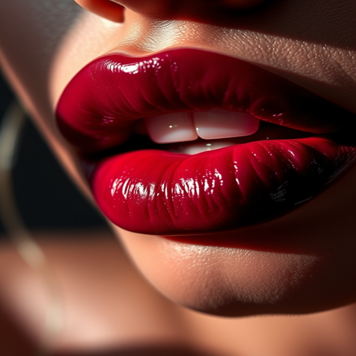 Captivating shot of deep plum lips with a velvet finish, accentuating rich pigmentation and smooth application, photographed in dramatic lighting