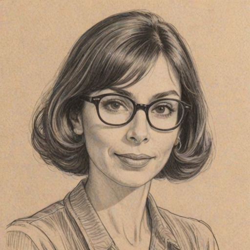 Radiant Talia Shire, pencil sketch, portrait of Charming woman 1939s in glasses, hair style beatnik, outline, clear lines, fine lines, 8k