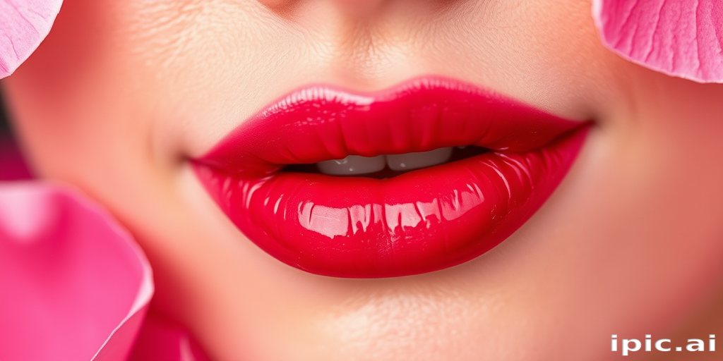 Romantic rose petal lips showcase a delicate, natural-looking stain, as if kissed by flower petals and enhanced with a dewy finish
