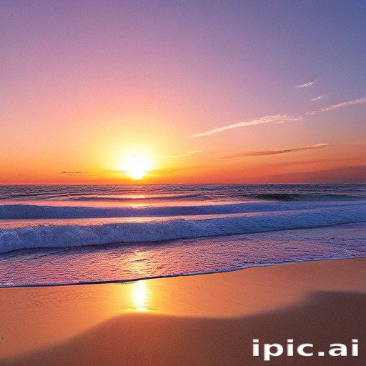 Serene Sunset Over Calm Ocean Waves Reflecting Vibrant Colors in Sky