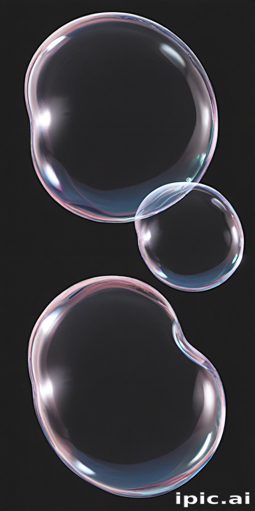 Three Colorful Soap Bubbles Floating Gracefully Against a Dark Background